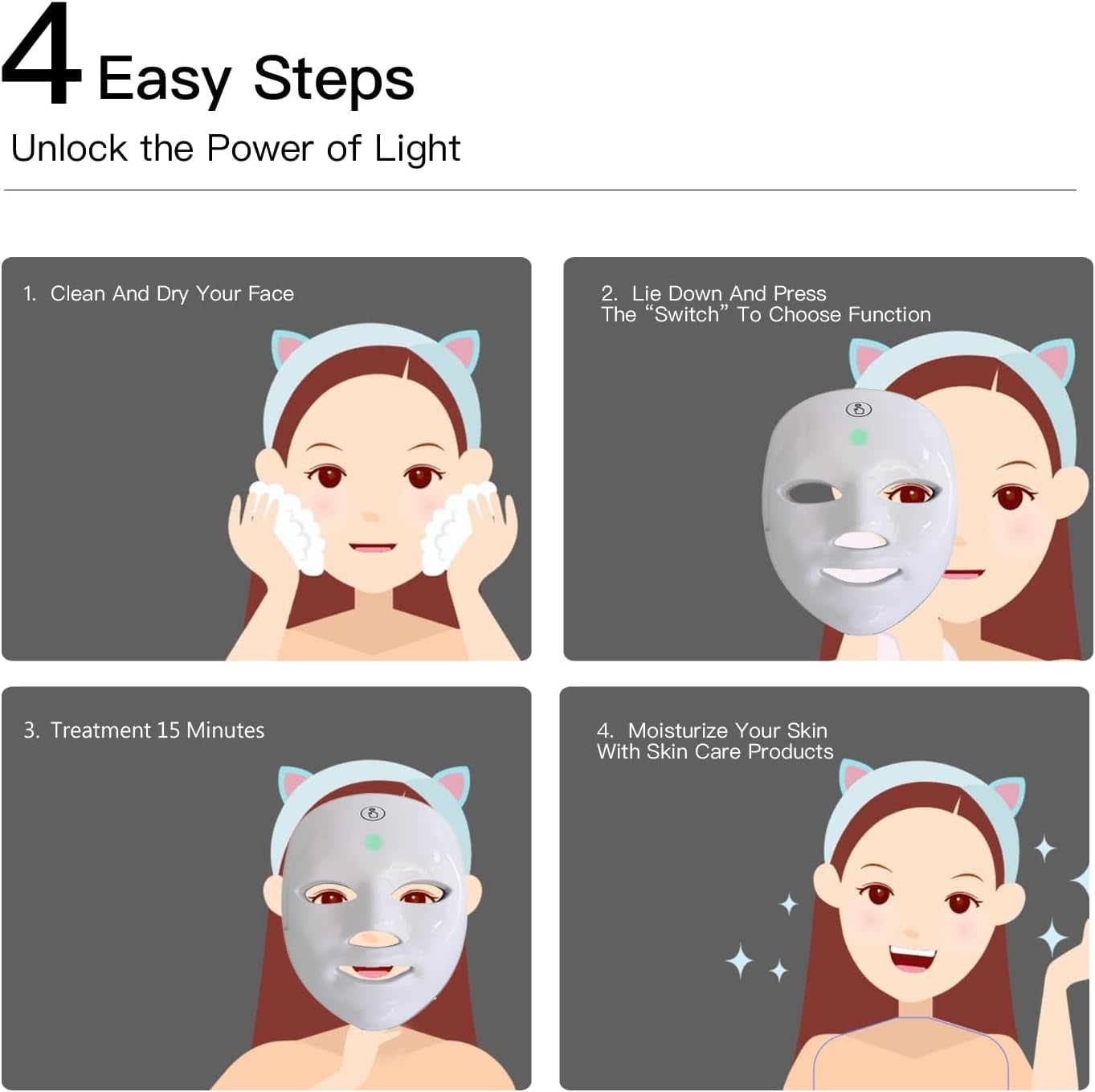 LED Face Mask Light Therapy, 7+1 Modes Portable Red Light Therapy for Face, Rechargeable, Blue & Red Light Mask, LED Facial Skin Care Mask at Home & Travel