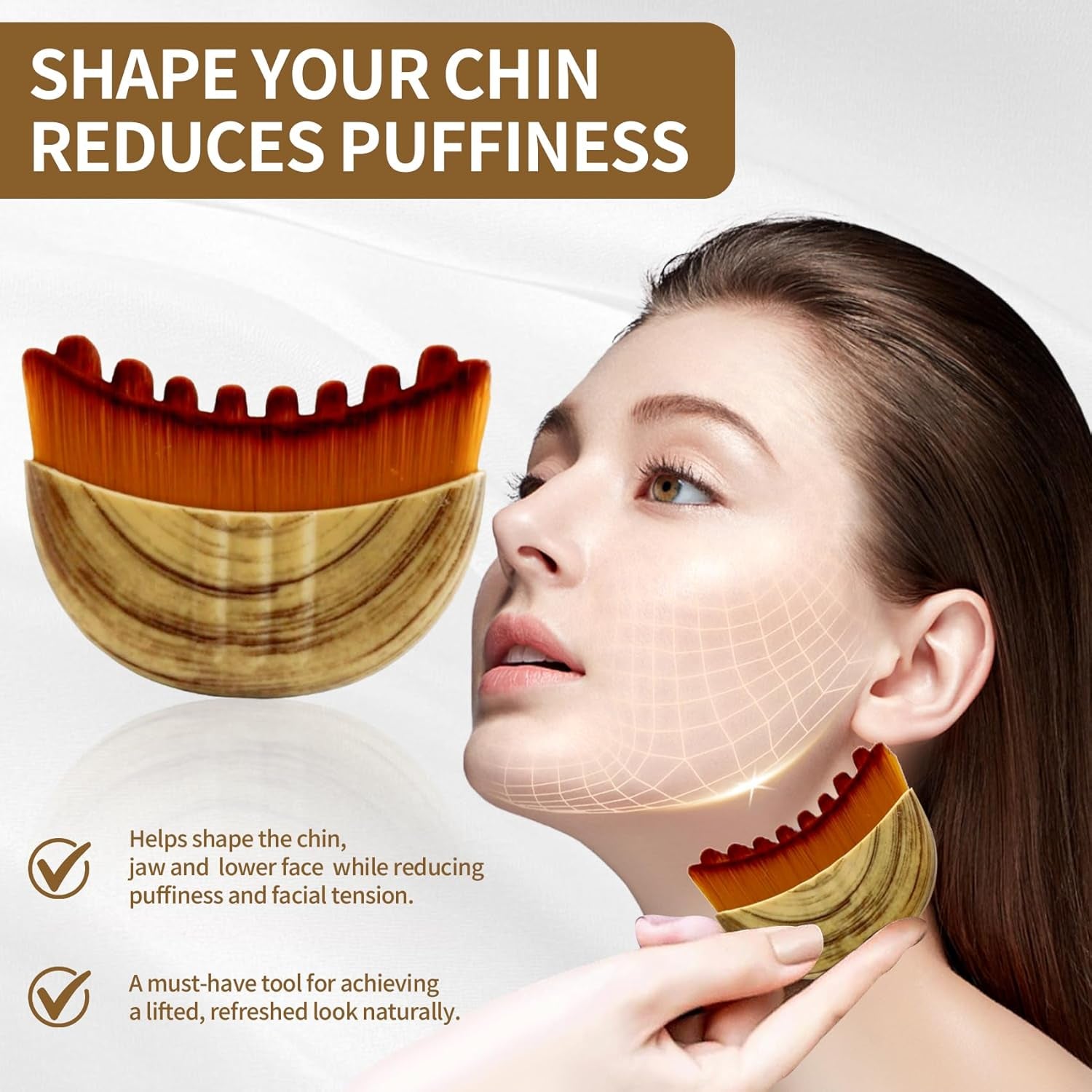 Lymphatic Contour Face Brush，Lymphatic Drainage Brush，Lymphatic Drainage Massager，Guasha Brush for Face，Super Soft Drainage Massager for Puffiness,With Portable Case,Style A